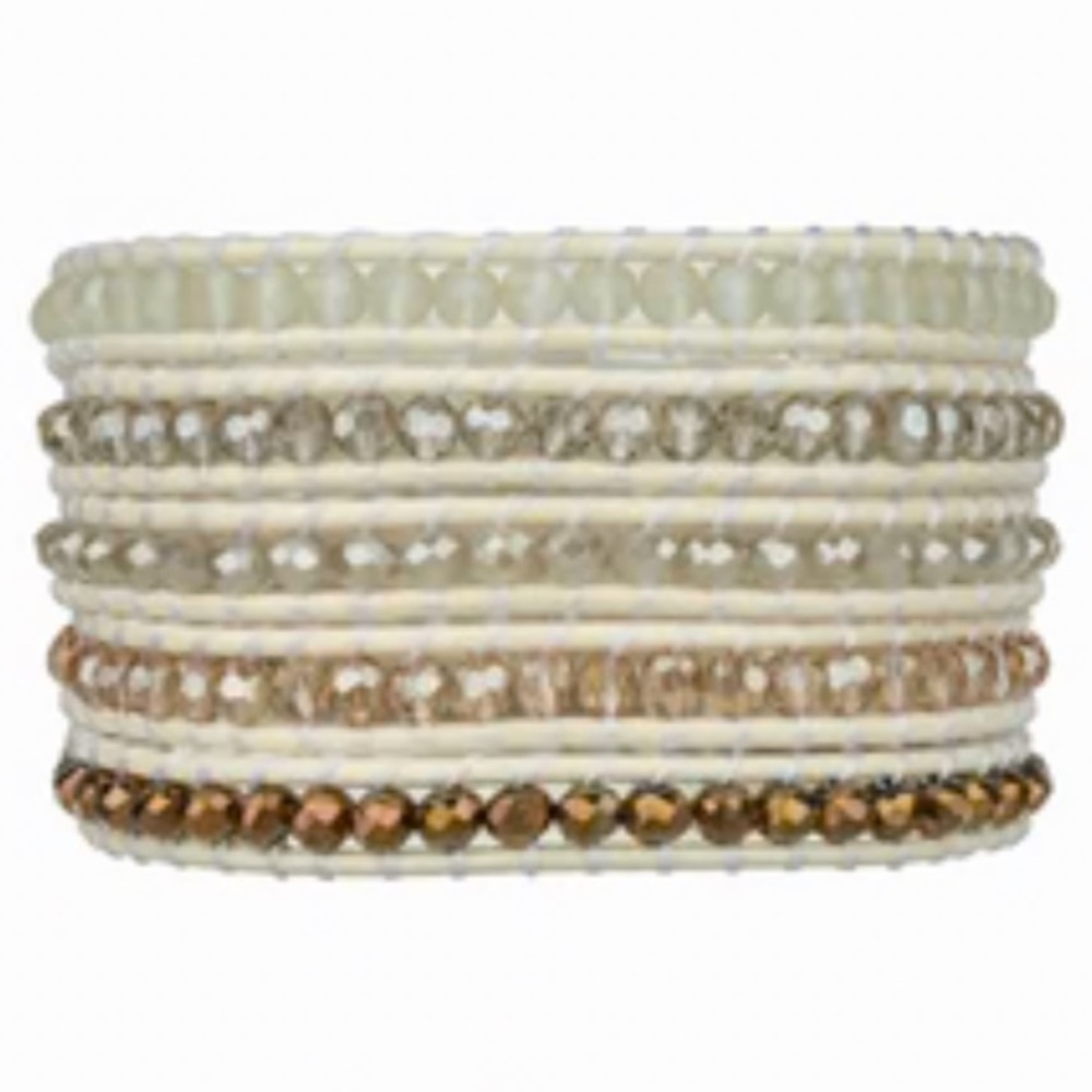 VICTORIA EMERSON X DARLYANN DENNER Neutral Gold Crystal  Wrap Bracelet